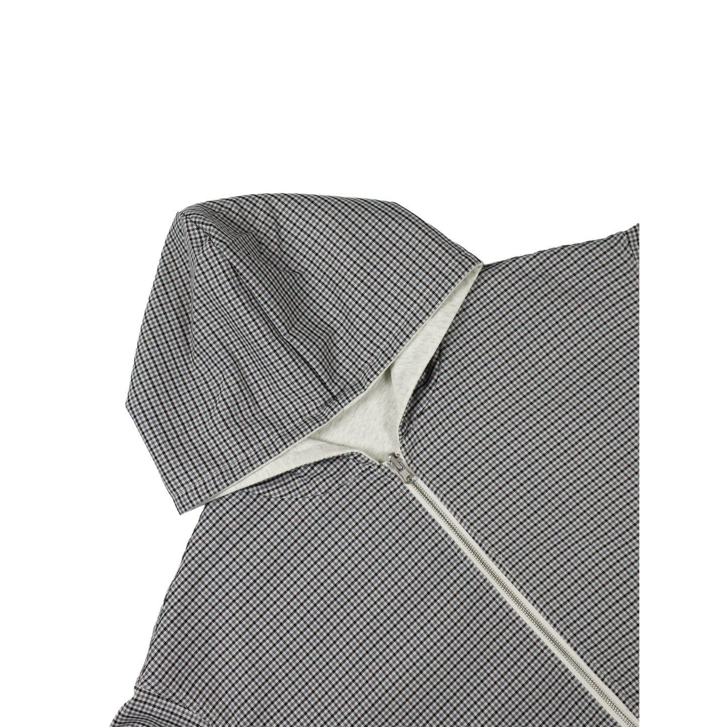 REVERSIBLE ZIP HOODIE - GREY / STEEL PLAID