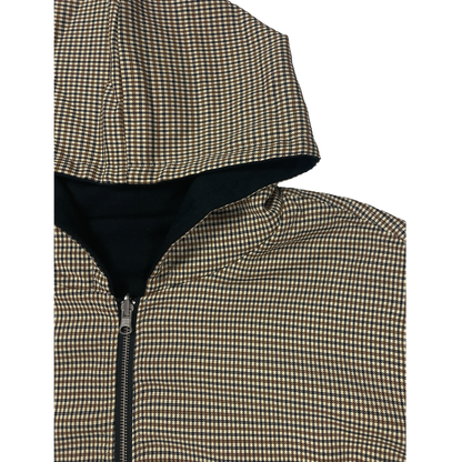REVERSIBLE ZIP HOODIE - BLACK / CAMEL PLAID
