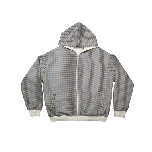 REVERSIBLE ZIP HOODIE - GREY / STEEL PLAID